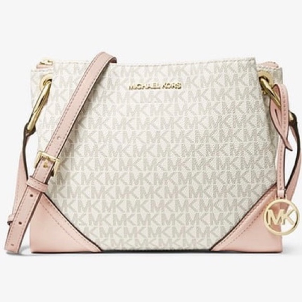 Michael Kors White and Pink Crossbody Bag